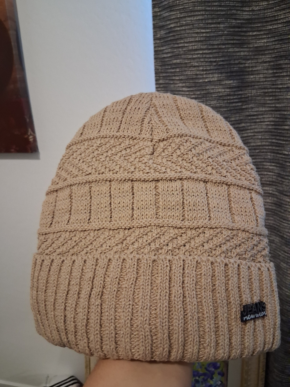 New Look Men's Beige Knit Beanie Hat